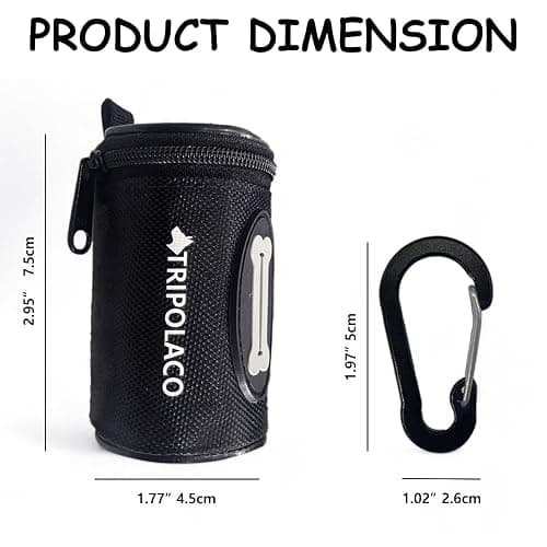 TRIPOLACO Dog Poop Bag Holder for Leash, Easy Release Doggie Poop Bag Dispenser, Fits Most Standard Poo Bags, Soft Fabric Dog Waste Bag Holder with Carabiner Clip, Compatible with All Leashes, Black thumbnail 3