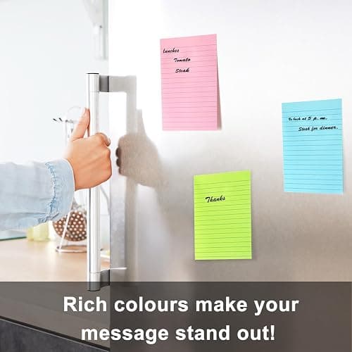 (9 Pack) Lined Sticky Notes 100mm x 150mm, 9 Pastel Ruled Post Stickies Colorful, Super Sticking Power Memo Post Stickies Large Sticky Notes for Office, Home, School, Meeting, 35 Sheets/pad thumbnail 6