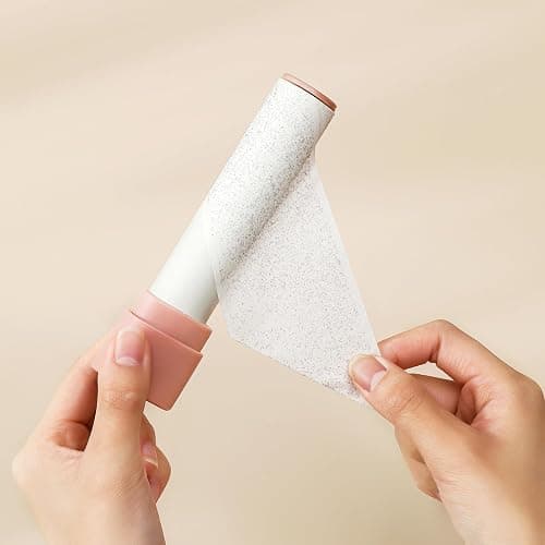 Compact Lint Roller with Cover and Refills Travel Size Pet Hair Remover for Clothes Mini Portable Lint Roller Refillable 5 Sticky Rolls 200 Sheets Total (Pastel Pink) thumbnail 4