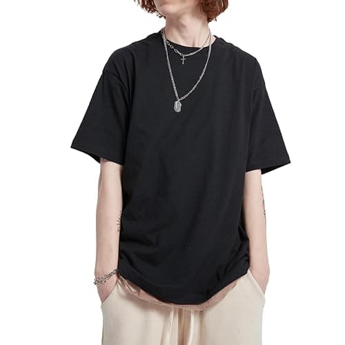 Mens Oversized T-Shirts Fashion Loose Fit Crewneck Tshirt Streetwear Heavyweight Short Sleeve Tee Shirt Gym Workout Tops - Image 1