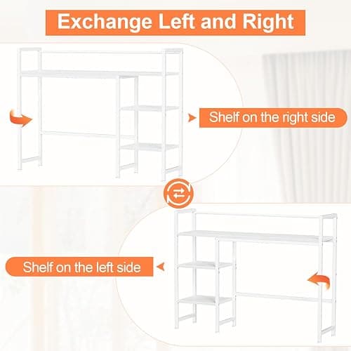 Snughome Desk Shelf, 38.6" Desktop Organizer Shelf, Desk Hutch for Computer Monitor, 4 Tier Desk Display Rack, Wood Desktop Bookshelf Storage Rack for Home Office Dorm, White thumbnail 7