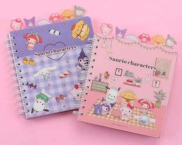 Cute Kitty Melody Ruled Spiral Notebook Diary Planner 6 x 6.5 In, 6 Dividers Index Tabs, About 90 Sheets (Purple) thumbnail 4
