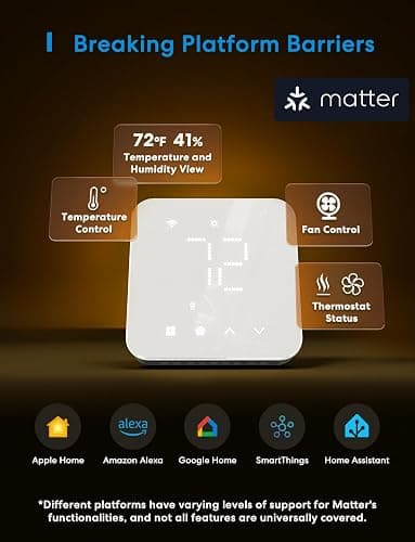 meross Smart Thermostat for Home, WiFi Thermostat Works with Matter, Alexa, Apple Home, Google Assistant, App & Voice Control, 7x24h Scheduling, Energy Saving, C-Wire Required thumbnail 3