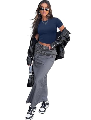 SAMPEEL Crop Tops for Women Summer Trendy Tight Tshirts 2024 Slim Fit thumbnail 5