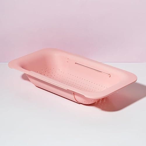 Paris Hilton Over the Sink Expandable Colander, Extendable Strainer, Adjustable from 14.5 inches to 19.5 inches, Fits most kitchen sinks, Made without BPA, Pink thumbnail 7