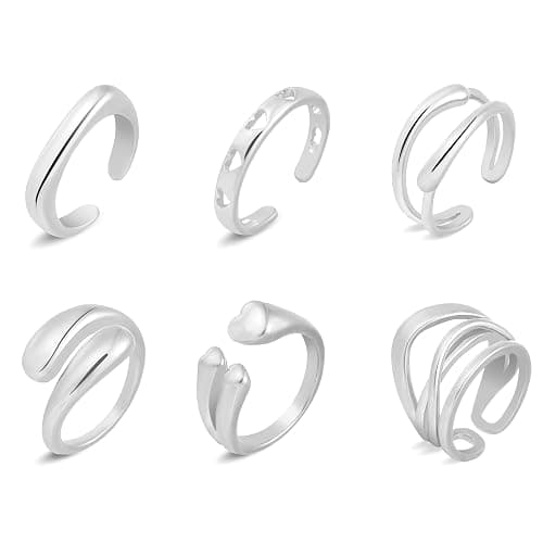 wgoud 6PCS Dome Chunky Gold Rings for Women Waterproof, 14K Gold Plated Braided Twisted Stackable Signet Rings, Adjustable Open Ring Band Statement Jewelry Gift - Image 1