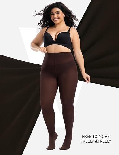 Viozocy Plus Size Tights for Women, Run-Resistant High Waist Oversize Pantyhose, Semi Opaque Nylon Tights 1X, 2X, 3X, 4X thumbnail 6