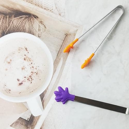 GXXMEI 10PCS Mini Tong, Hand Shape Silicone Food Tongs, 5Inch Kid Tongs for Sugar Cubes, Serving Food, Colorful Kitchen Tongs Perfect for Kids thumbnail 5