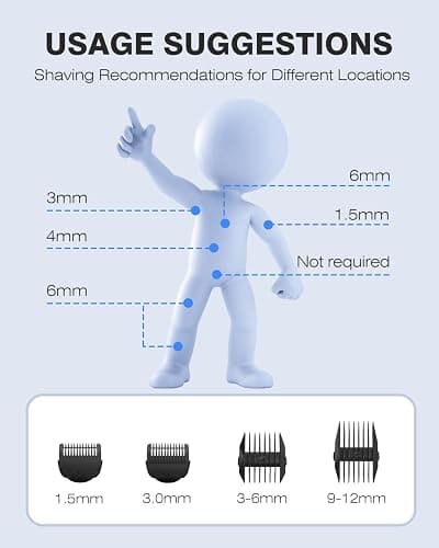 MANSPOT Manscape Groin & Body Hair Trimmer for Men, Electric Ball Pubic Trimmer Shaver,Manscape Kit with 4 Guard,Replaceable Ceramic Blade Heads,Waterproof Wet/Dry Shaver,90 Minutes Shaving thumbnail 6