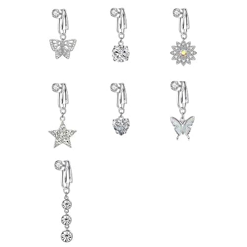 QERPON Stylish Zirconia Piercing Belly Button Clip Easy to Wear Navel Rings Adjustable Comfortable Coppers Body Jewelry thumbnail 6