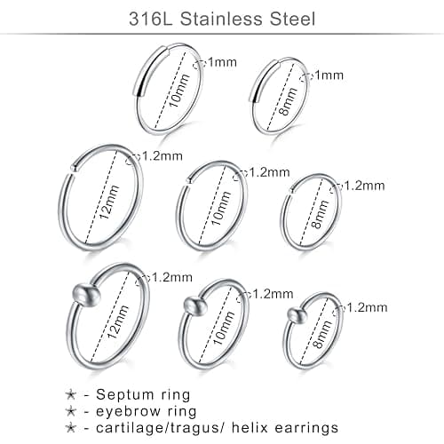 DJCIW 75PCS Mixed-size Piercing Kit for All Piercing,316L Stainless Steel Piercing Kit with 14G 16G 18G 20G Piecing Needles Clamps for Cartilage Tragus Nose Septum Belly Lip Eyebrow Nipple Piercing thumbnail 6