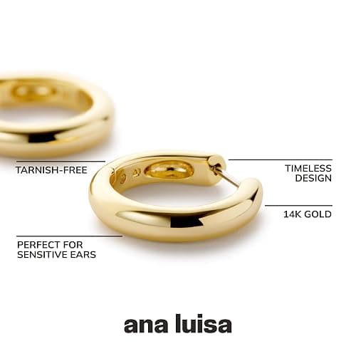 Ana Luisa Giulia Huggie Hoop Earrings for Women - 14K Gold Plated & Silver Rhodium Plated - Hypoallergenic Water-Resistant Tarnish-Free Chunky Earrings - Small, Medium & Large Size - Gifts for Women thumbnail 3
