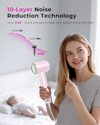 SHRATE Professional High Speed Ionic Hair Dryer | Ultra-Fast Drying | 500 Million Negative Ions | Low Noise | 160000 RPM | Compact Blow Dryer with Magnetic Diffuser for Faster Drying All Hair Types thumbnail 6