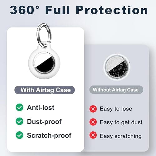 MOLOSLEEVE for Airtag Holder Case with Keychain, Shockproof GPS Cover Anti-Scratch Key Chain for Air Tags, for Airtags Accessories for GPS Item Tracker Cases for Bags, Luggages, White thumbnail 4