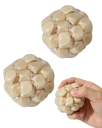 2Pcs Crunchy Stress Balls with Wooden Core, Fidget Toys for Adults | Hand Squeeze Stress Relief - Image 1