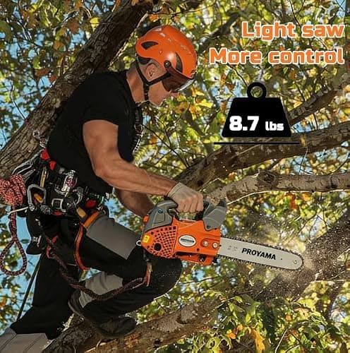 PROYAMA 26CC Top Handle Chainsaw, 12 Inch Small Climbing Handheld Chain saw | Petrol Cordless Lightweight Chain Saw, Portable Easy Start Saw for Tree Wood Cutting with 2 chains(12inch) thumbnail 3