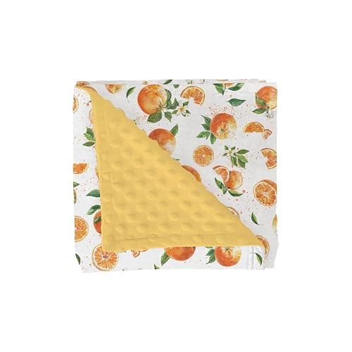 Watercolor Oranges Baby Blankets for Girl Boy Orange Branches Flowers Leaves Soft Mink Dotted Backing Double Layer Swaddle Receiving Blanket for Toddler Nursery Summer Citrus Fruit Bed Blanket 30x40 - Image 1
