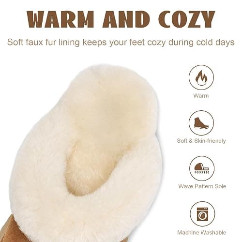 OOW Fuzzy Platform Slippers for Women - Women's Casual Winter House Slippers - Brown, Faux Fur & Shearling Blend - Women's Size thumbnail 6