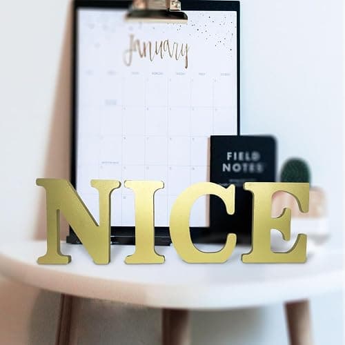 AOCEAN 6 Inch Golden Wood Letters Unfinished Wooden Letters for Wall Decor Decorative Standing Letters Slices Sign Board for Crafts Christmas Decoration Home Party Projects (L) thumbnail 4