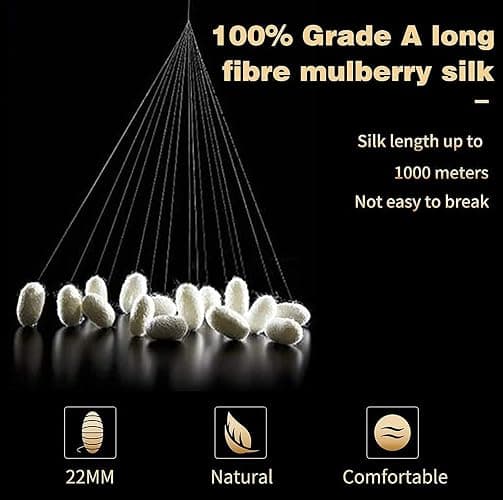 Taie d'oreiller en Soie pour Oreiller 100% Soie 22 Mommes Certifiée Oeko-TEX® Bienfaits Cheveux et Peau Anti Âge, Anti Acarien (40x40cm, Light Champagne) thumbnail 8