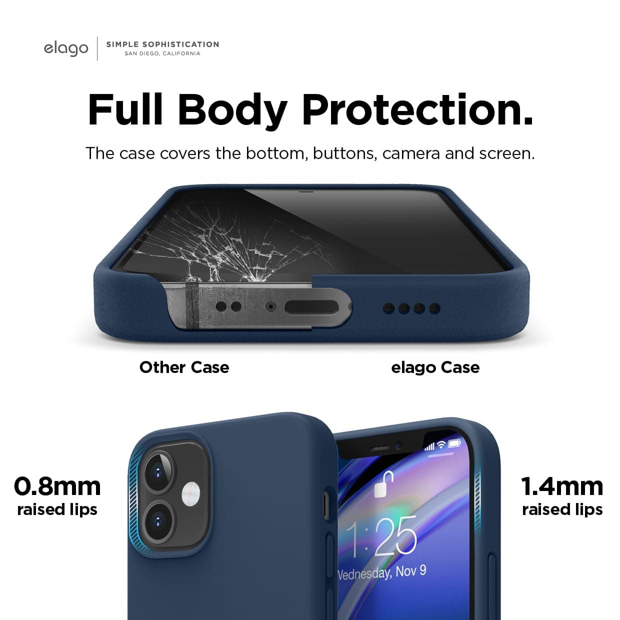 elago Liquid Silicone Case Designed for iPhone 12 Mini (5.4"), Premium Silicone, Full Body Protection : 3 Layer Shockproof Cover Case (Pacific Blue) thumbnail 5