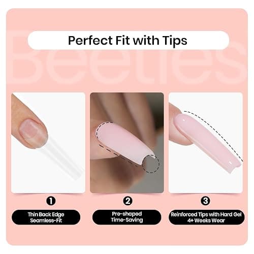Beetles Hard Gel for Nails Kit,3 Colors Clear Nude Jelly White Sculpted Gel,Nail Extension,Sculpting,with Long Square Half Cover Nail Tips for Salon Pros Women,Nude&Clear Builder Gels,UV&LED Cured thumbnail 7
