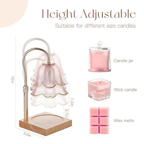 Candeldo Mom Birthday Gifts for Women: Candle Warmer Lamp with Scented Candles Dimmable Pink Flower Wax Warmer with Timer Christmas Day Housewarming Gift thumbnail 2