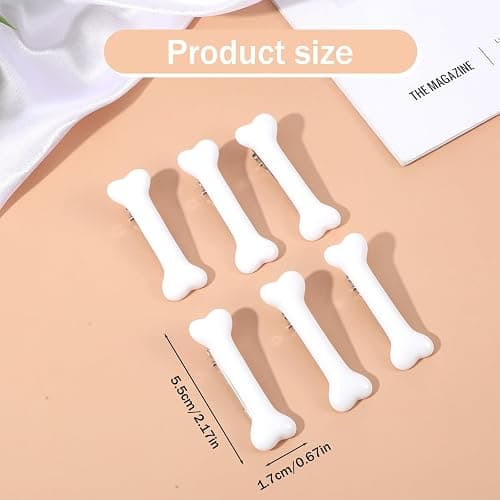 Mabor 8Pcs Bone Hair Clip, White Bones Hairpins for Women Girls | Hair Styling Accessories for Halloween Christmas Cosplay Costume Party Daily Wear, White Dog Bone Alligator Clips thumbnail 2