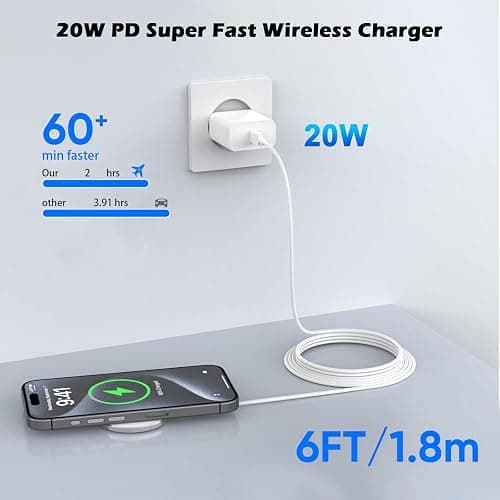 Magnetic Charger for iPhone 17,Mag-Safe Fast Wireless Charging 2Pack 15W 6Foot Magnetic Apple Charger Pad with 2Pack USB C PD Fast Charging Block for iPhone 17/17 Pro/16 ProMax/Plus/15,AirPods 3/Pro 2 thumbnail 2