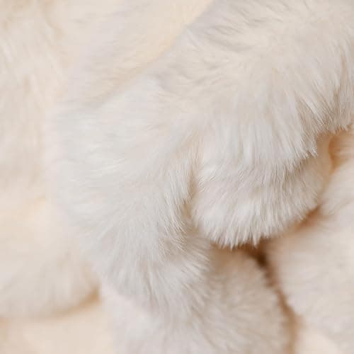 DREAMLANDING Faux Rabbit Fur Luxury Plush Sherpa Throw Blanket Reversible Fuzzy Warm Cozy Fluffy Fur Blanket for Bed Sofa Couch Home Decor (Cream, 130 * 150cm) thumbnail 7