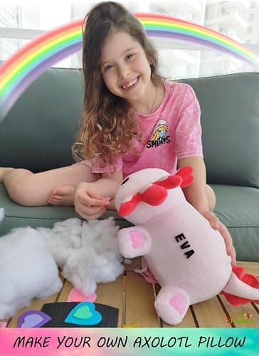 Make Your Own Axolotl Plush Pillow Kit Arts and Crafts for Kids (No Sew), DIY Axolotl Stuffed Toys for Girls & Boys Ages 3 4 5 6 7 8 9 10 + Years Old, Animal Activity, Squishy Plushy, Girls Presents thumbnail 2