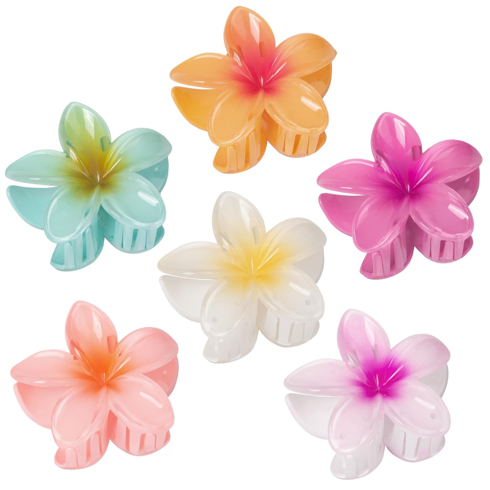 6 Pcs Flower Hair Claw Clips, Hawaiian Hair Clips for Women, Beach Cute Hair Accessories - Image 1
