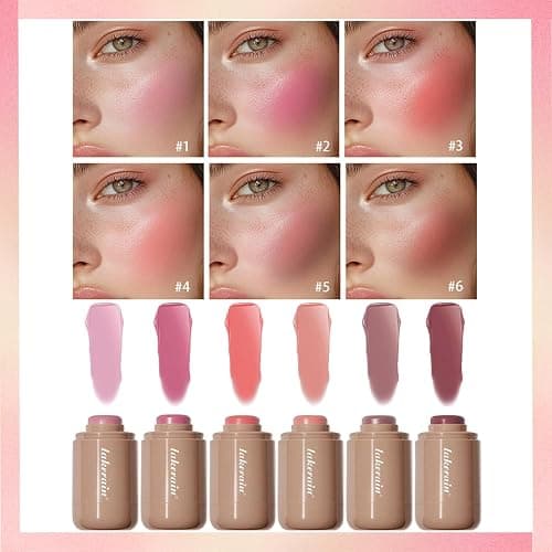 Cream Blush stick, Natural-Looking Matte Finish Makeup Blush stick, Hydrating Long Lasting Lightweight Blendable Blush for cheeks (#4 Neutal Peach, 1 PC) thumbnail 3