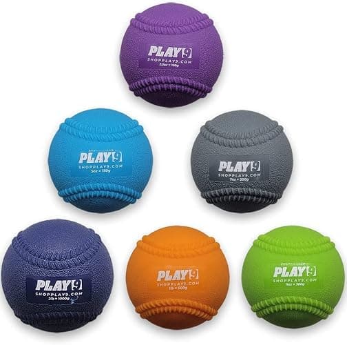SHOP PLAY 9 - Plyometric Baseballs - Weighted Balls for Baseball - Arm Care, Velocity, and Strength Training - Weighted Baseballs for Throwing and Stretching - Textured Finish for Improved Grip - Image 1