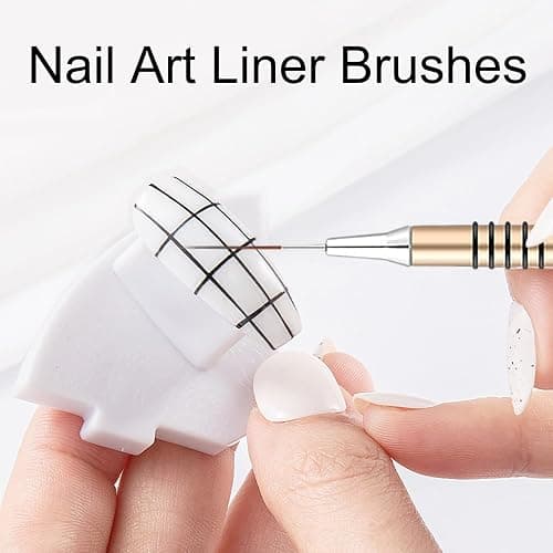 Xynovate Métalliques pour Nail Art, Pinceau Nail Art Ongles Professionnel avec Capuchon, Outils de Dessin pour Les Lignes Longues, Détails fins, French Manucure(Gold) thumbnail 4