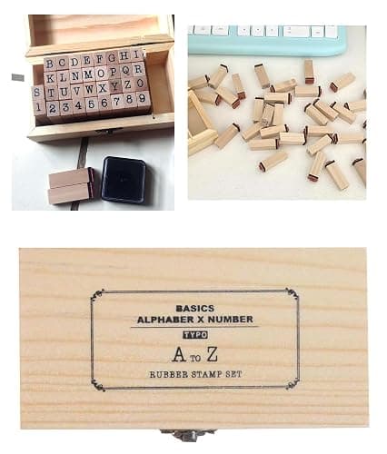 36Pcs Wooden Rubber Stamps Number Letter Alphabet Stamps Mini Cute DIY Stamps Set for Craft Decorating Scrapbooking and Wedding Invitation Cards (36pcs B) thumbnail 5
