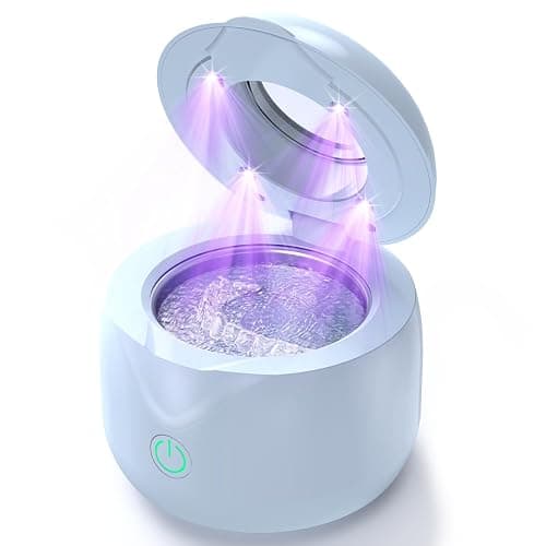 CXRUY Ultrasonic Retainer Cleaner - UV Dental Cleaning Pod Night Guard Cleaner for Dentures, Aligner, Braces, Toothbrush Heads, Jewelry (Blue) - Image 1