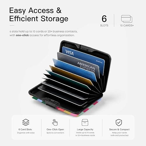 WixScribe Credit Card Holder Multicolor Checker Mini Aluminum Wallet | ABS Business ID Case,Hard Case Large Capacity 6 Slots, Waterproof Durable ，Secure Closure Slim Small Credit Card Protector thumbnail 4