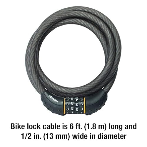 Master Lock Cable Lock, Set Your Own Combination Bike Lock, 6 ft. Long, Black, 8122D thumbnail 6