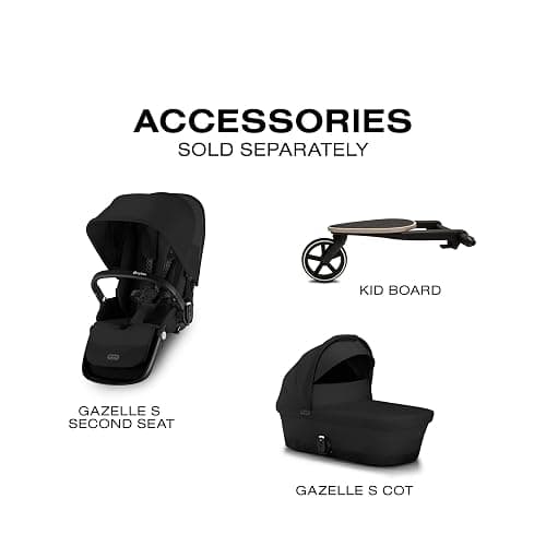 Cybex Gazelle S All-in-One Toddler and Baby Stroller with Over 20 Modular Configurations, Ergonomic Near-Flat Recline, Shopper Basket, and Compact Fold, Moon Black, Black Frame thumbnail 9