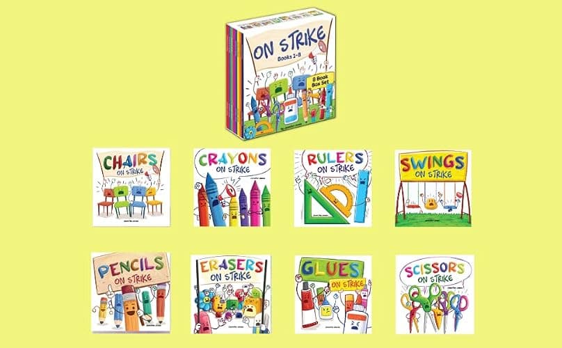 On Strike Box Set, Books 1-8: Pencils on Strike, Swings on Strike, Chairs on Strike, Glues On Strike, Crayons on Strike, Scissors on Strike, Erasers on Strike, Rulers on Strike thumbnail 3