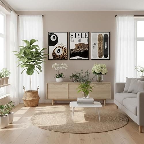 3Pcs Trendy Leopard Wall Art Preppy Aesthetic Stylish Leopard Painting Picture Wall Decor Funky Lucky 8 Ball Cheetah Poster Print Artwork for Bedroom Living Room Bathroom Home Decoration Unframed thumbnail 5