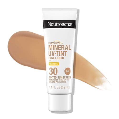 Neutrogena Purescreen+ Tinted Sunscreen for Face with SPF 30, Broad Spectrum Mineral Sunscreen with Zinc Oxide and Vitamin E, Water Resistant, Fragrance Free, Medium, 1.1 fl oz - Image 1