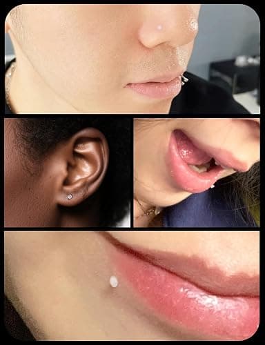 Eakxnig 16G flat back Clear Earrings for Sports Nose Studs Silicone Plastic tragus conch cartilage Earrings Retainers Monroe Medusa Lip Rings Stud Labret Piercing Jewelry for Work Surgery 6mm -12mm - 16G Clear Stud Piercing 6/8/10/12mm thumbnail 4