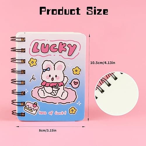 Rztxntp 4 Pack Kawaii Rabbit A7 Spiral Notebooks - Cute Cartoon Mini Memo Pads, 80 Sheets/160 Pages Blank Pages for Kids, Study Notes, Drawing & Writing, Perfect as Party Favors, Gifts & Rewards (A) thumbnail 2