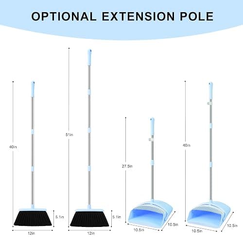 BSKLIN Broom and Dustpan Set, House Broom for Sweeping Indoor Collapsible Broom with Dust Pan Combo Set for Home Office Kitchen Lobby Floor Pet Hair thumbnail 3