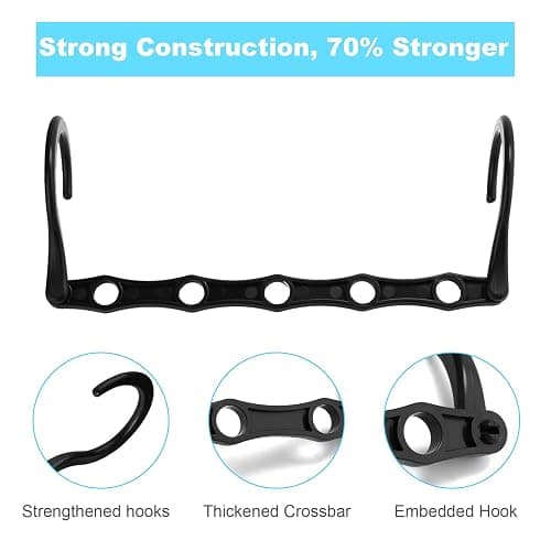 DUCOO 10 PCS Space Saving Hangers, 5-Hole Magic Hangers - Sturdy Plastic Hanger, Closet Organizers for Clothes Storage, College Dorm Essentials, Home Organization (Black) thumbnail 4