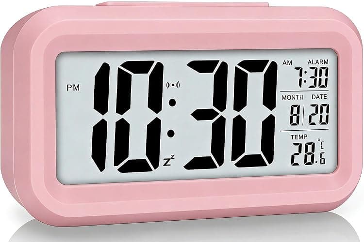 Lesipee Digital Alarm Clock for Bedroom, Desk Clock Battery Operated, Digital Clock with Extra Loud Alarm, Temperature, Auto-Dim and 12/24H Display Snooze Function for Heavy Sleepers Gifts for Kids - Image 1