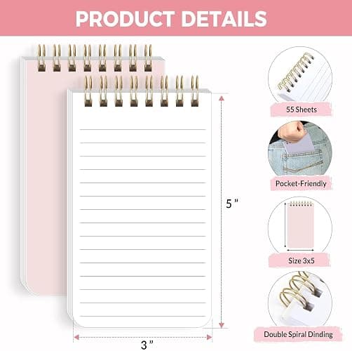 SKYDUE Small Notebooks, Cute 3x5 Pocket Notepads, Mini Spiral Notebook with Lined Pages Nursing School Essentials, School Office Supplies Set Of 8 thumbnail 3