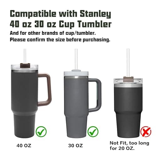 Beonsky Replacement Straw Compatible with Stanley 40 oz 30 oz Cup Tumbler, 6 Pack Reusable Straw with Cleaning Brush, Plastic, Clear thumbnail 4